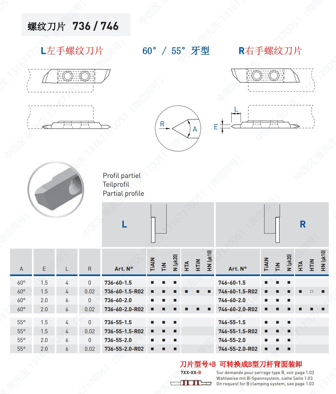 736/746/60°/M 螺纹刀片