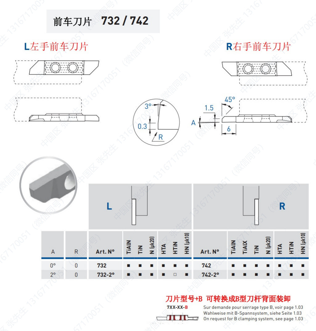 732/742/PX 前车刀片
